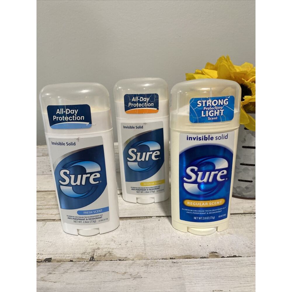Lot of 3 Vintage SURE Solid Deodorants Solid Anti-Perspirant
